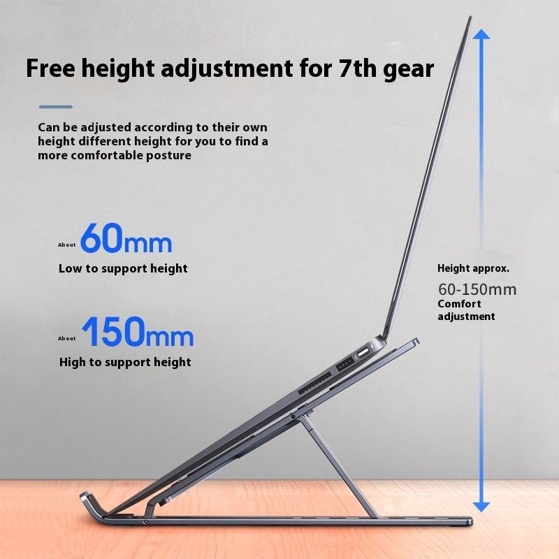 Adjustable aluminum alloy foldable laptop stand, portable tablet stand, metal structure