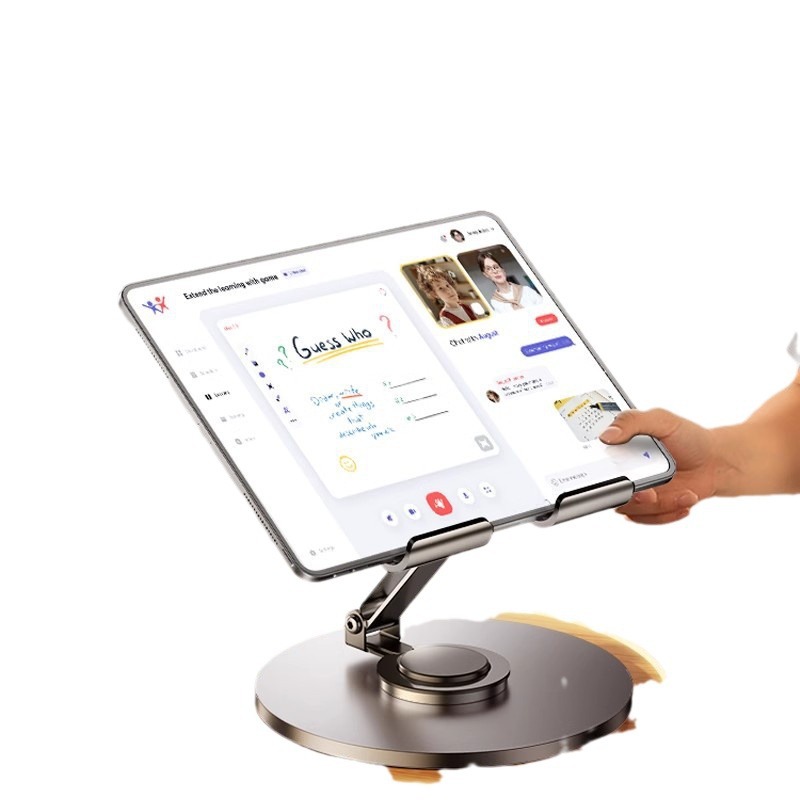 Mobile Phone Stand Carbon Steel Universal Flat Plate Height-Adjustable 360° Rotatable Foldable Desktop Holder