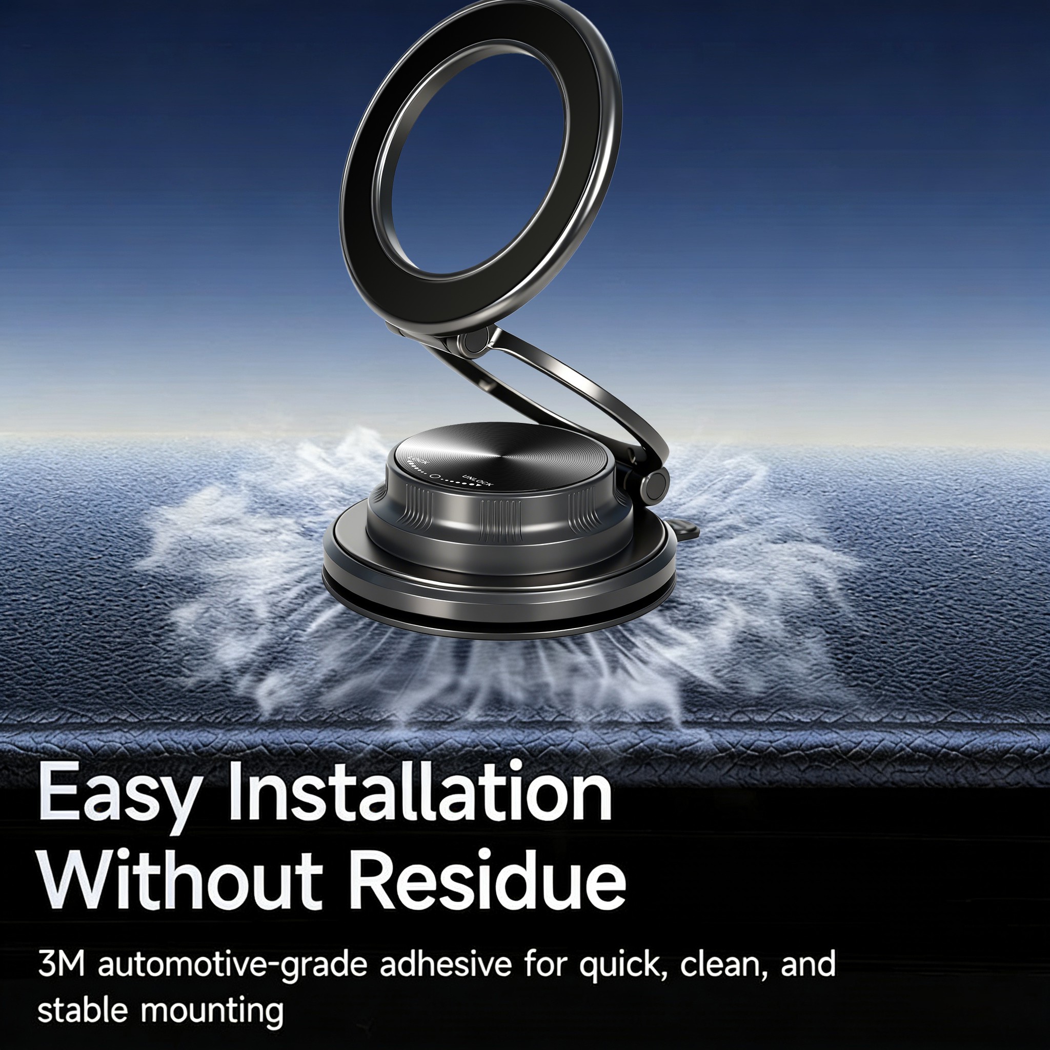 GOHOND Magnetic Car Phone Holder Vacuum Suction Cup Foldable 360° Rotation Navigation Driving GPS Vacuum Phone Stand 