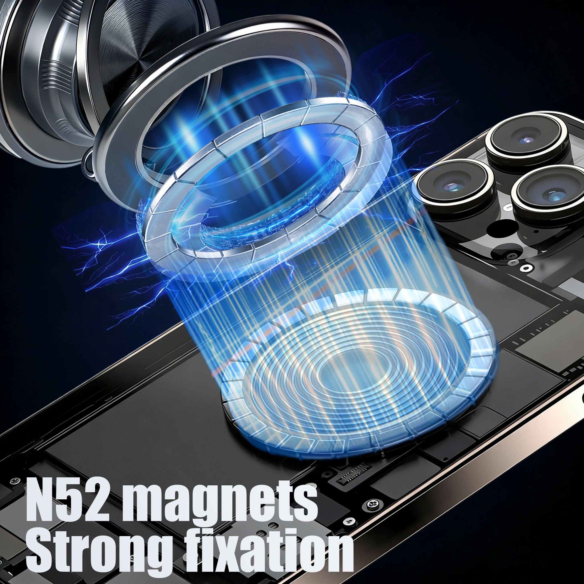 GOHOND Magnetic Car Phone Holder Vacuum Suction Cup Foldable 360° Rotation Navigation Driving GPS Vacuum Phone Stand 