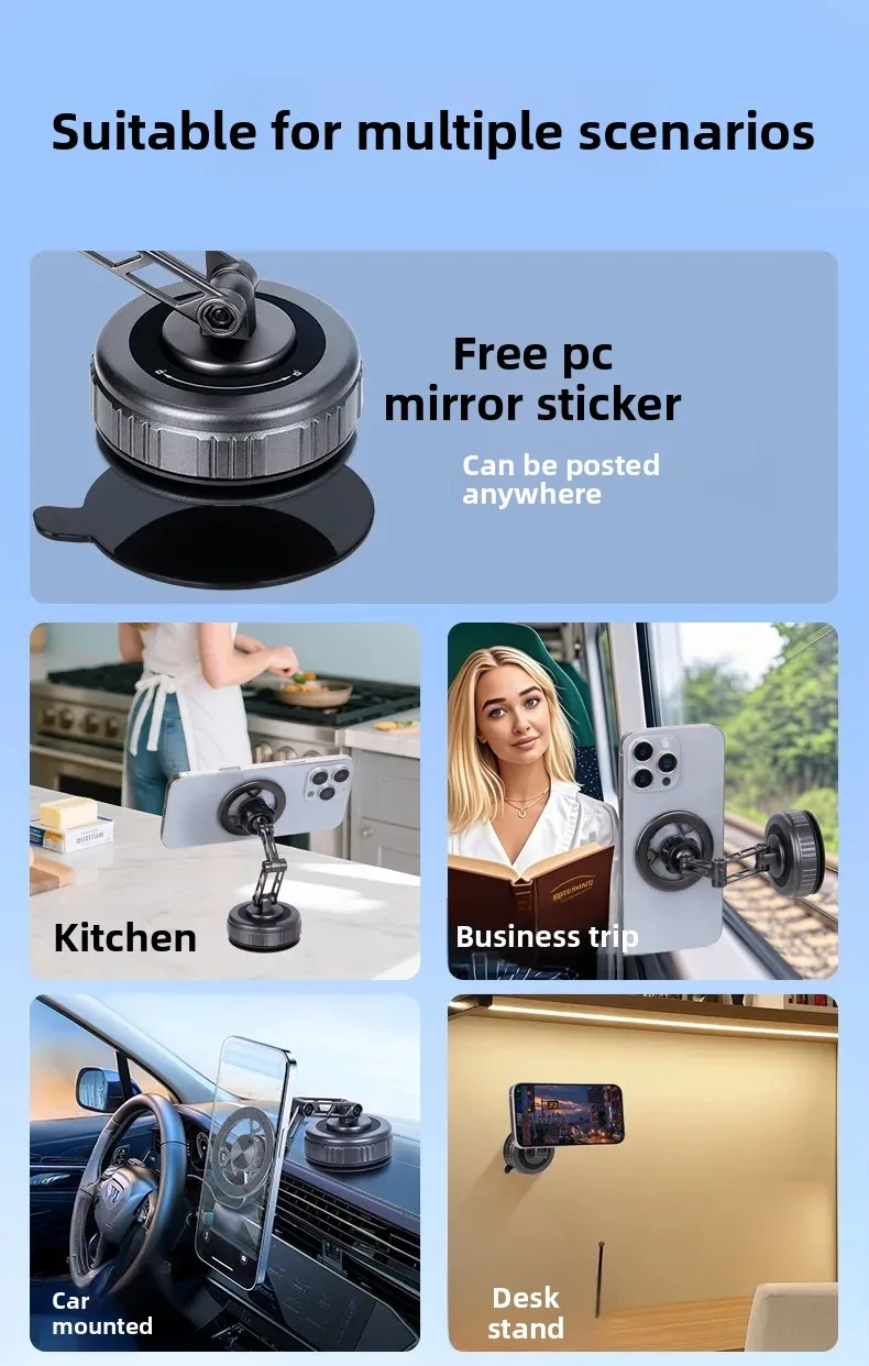 GOHOND Three-Axis Foldable 360° Rotating Mechanical Arm Car Phone Holder Universal Mount Navigation Vacuum Magnetic Phone Stand