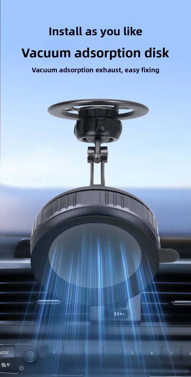 GOHOND Three-Axis Foldable 360° Rotating Mechanical Arm Car Phone Holder Universal Mount Navigation Vacuum Magnetic Phone Stand