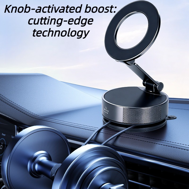 GOHOND Strong Magnetic Car Phone Holder Foldable 360 Adjustable Vacuum Mount Compatible Car Desk Most Surfaces Suction Cup Bracket