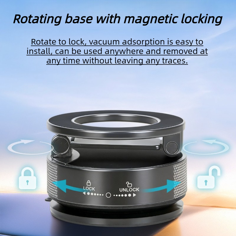 GOHOND Strong Magnetic Car Phone Holder Foldable 360 Adjustable Vacuum Mount Compatible Car Desk Most Surfaces Suction Cup Bracket