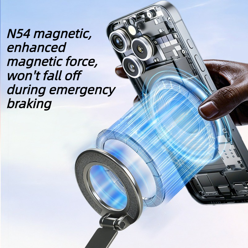 GOHOND Strong Magnetic Car Phone Holder Foldable 360 Adjustable Vacuum Mount Compatible Car Desk Most Surfaces Suction Cup Bracket