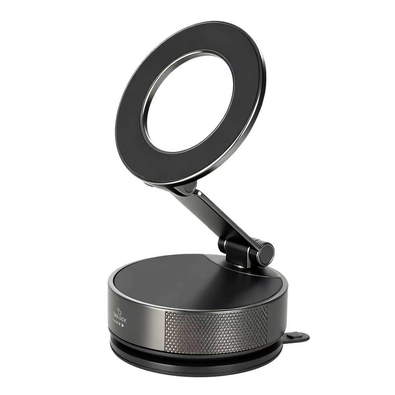 GOHOND Strong Magnetic Car Phone Holder Foldable 360 Adjustable Vacuum Mount Compatible Car Desk Most Surfaces Suction Cup Bracket