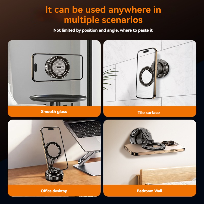 GOHOND Universal Vacuum Adsorption Magnetic Bracket Foldable Adjustable Three-axis Suction Cup Fixed Car Phone Stand