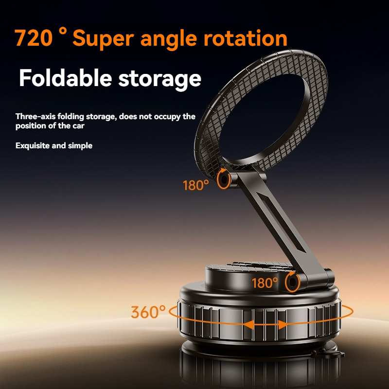GOHOND Universal Vacuum Adsorption Magnetic Bracket Foldable Adjustable Three-axis Suction Cup Fixed Car Phone Stand