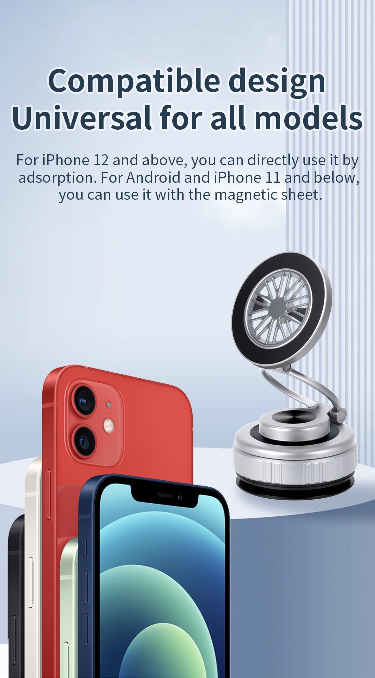 GOHOND Vacuum Magnetic Suction Cup Car Phone Holder 360° Rotating Navigation Bracket Foldable Windshield Phone Holder