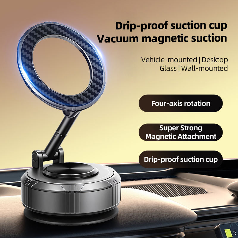 GOHOND Vacuum Suction Car Phone Holder, Zinc Alloy Magnetic Mount, Dashboard & Windshield Mobile Bracket, Strong Grip Stable Base