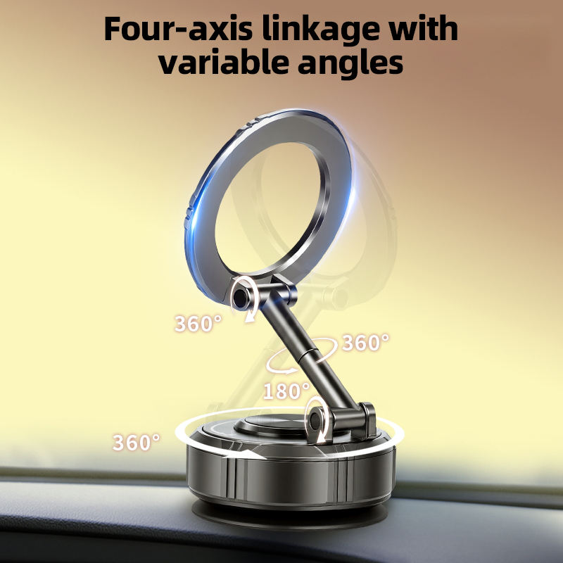 GOHOND Vacuum Suction Car Phone Holder, Zinc Alloy Magnetic Mount, Dashboard & Windshield Mobile Bracket, Strong Grip Stable Base