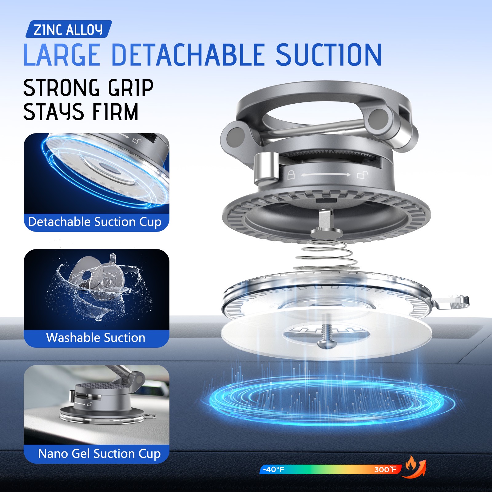 Magnetic Vacuum Car Phone Stand, N52 Magnet Bionic Suction Cup Holder, 360° Rotatable Foldable Mount for iPhone 12-17 Series & All Phones