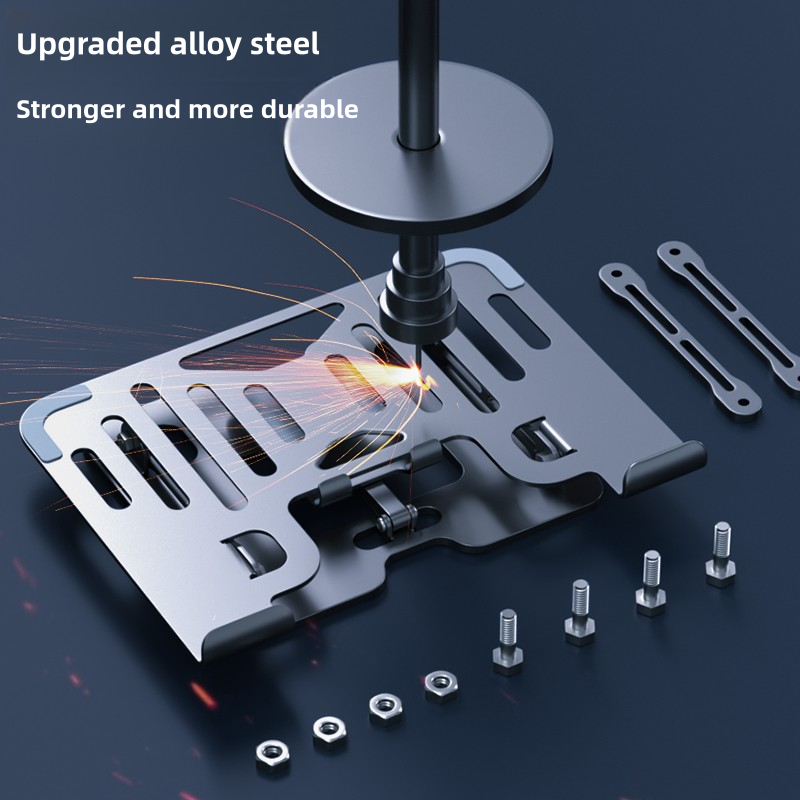 Adjustable Laptop Stand with Phone Holder | Ergonomic Carbon Steel Desk Riser for MacBook, Laptops & Tablets