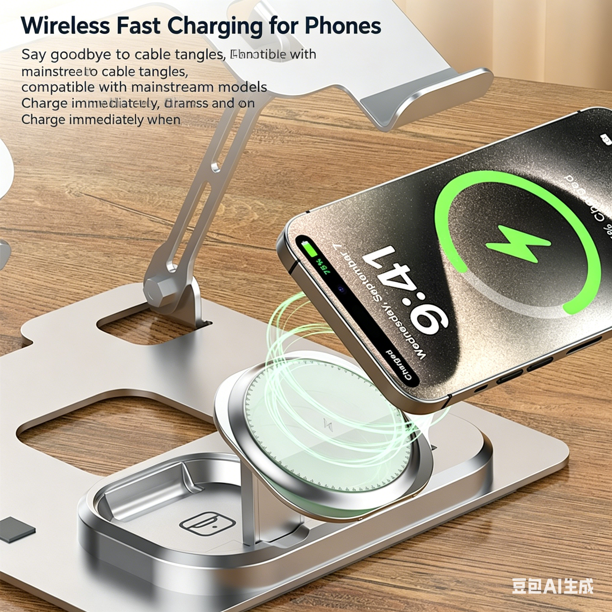 Wireless Charging Laptop Stand | Ergonomic Adjustable Riser with Multi-Device Charging Station