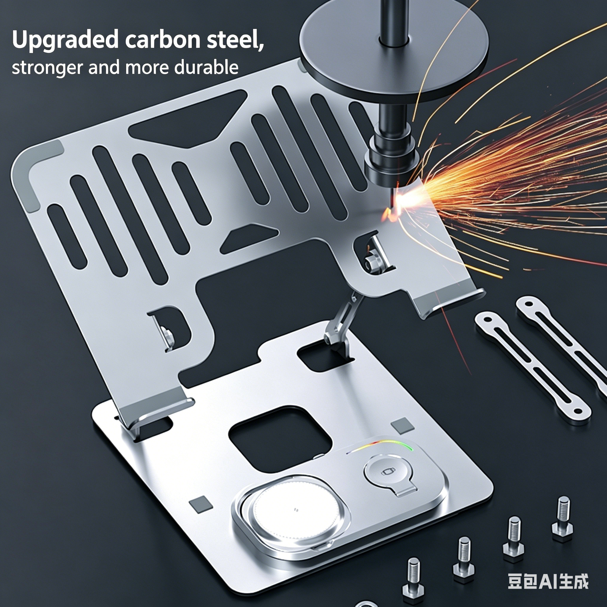 Wireless Charging Laptop Stand | Ergonomic Adjustable Riser with Multi-Device Charging Station