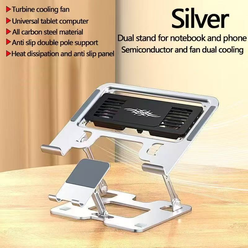 Ergonomic Adjustable Laptop Stand with Phone Holder | Durable Desktop Riser for Work & Office