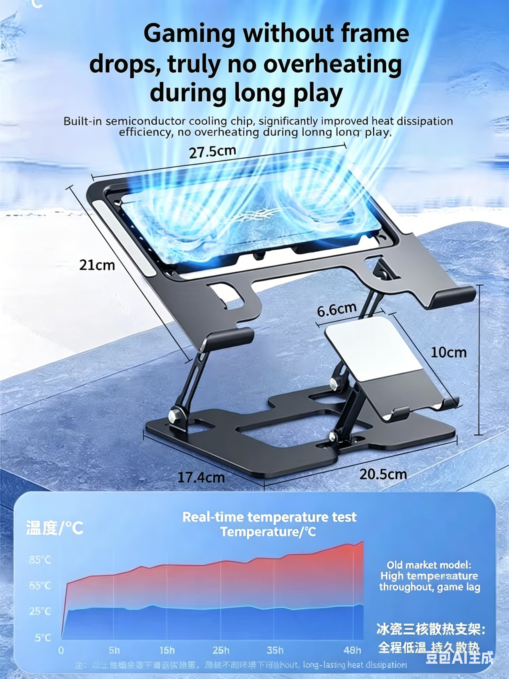 Ergonomic Adjustable Laptop Stand with Phone Holder | Durable Desktop Riser for Work & Office