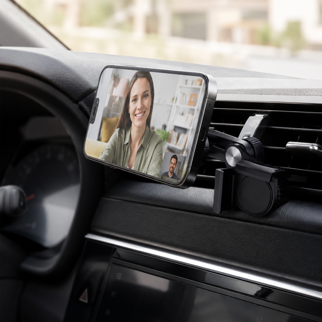 Sun Visor Clip Car Mount Adapter, Adjustable Dual-Arm 17mm Ball Socket Bracket For Phone Holder & Gimbal Stabilizer