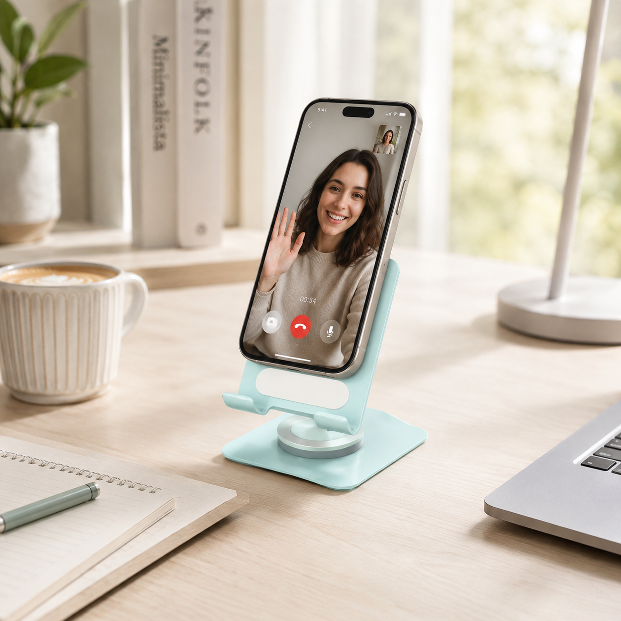 Kawaii Cat Paw Cutout Metal Phone Stand, Multi-Angle Swivel Desk Holder