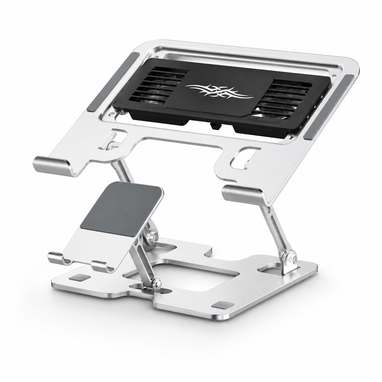 Ergonomic Adjustable Laptop Stand with Phone Holder | Durable Desktop Riser for Work & Office
