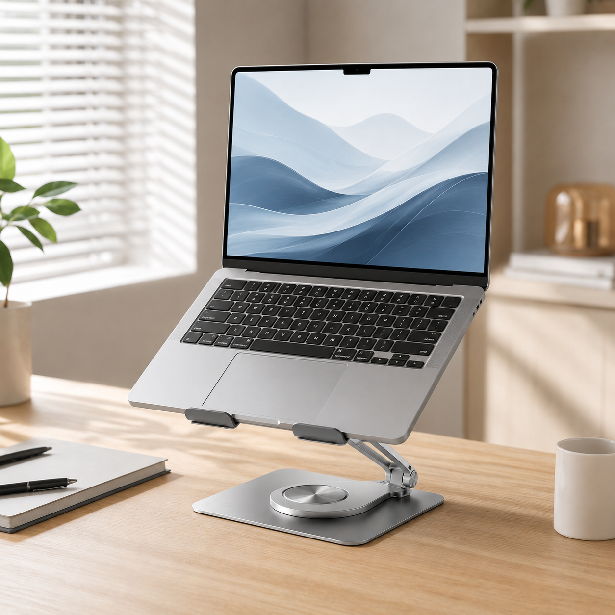 MDH-K08 360° Rotating Laptop Stand with Cooling Fan, Adjustable Height