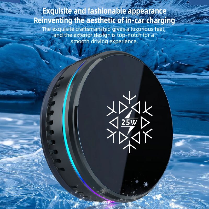 25W MagSafe Car Wireless Charger with Semiconductor Cooling | RGB Magnetic Phone Mount