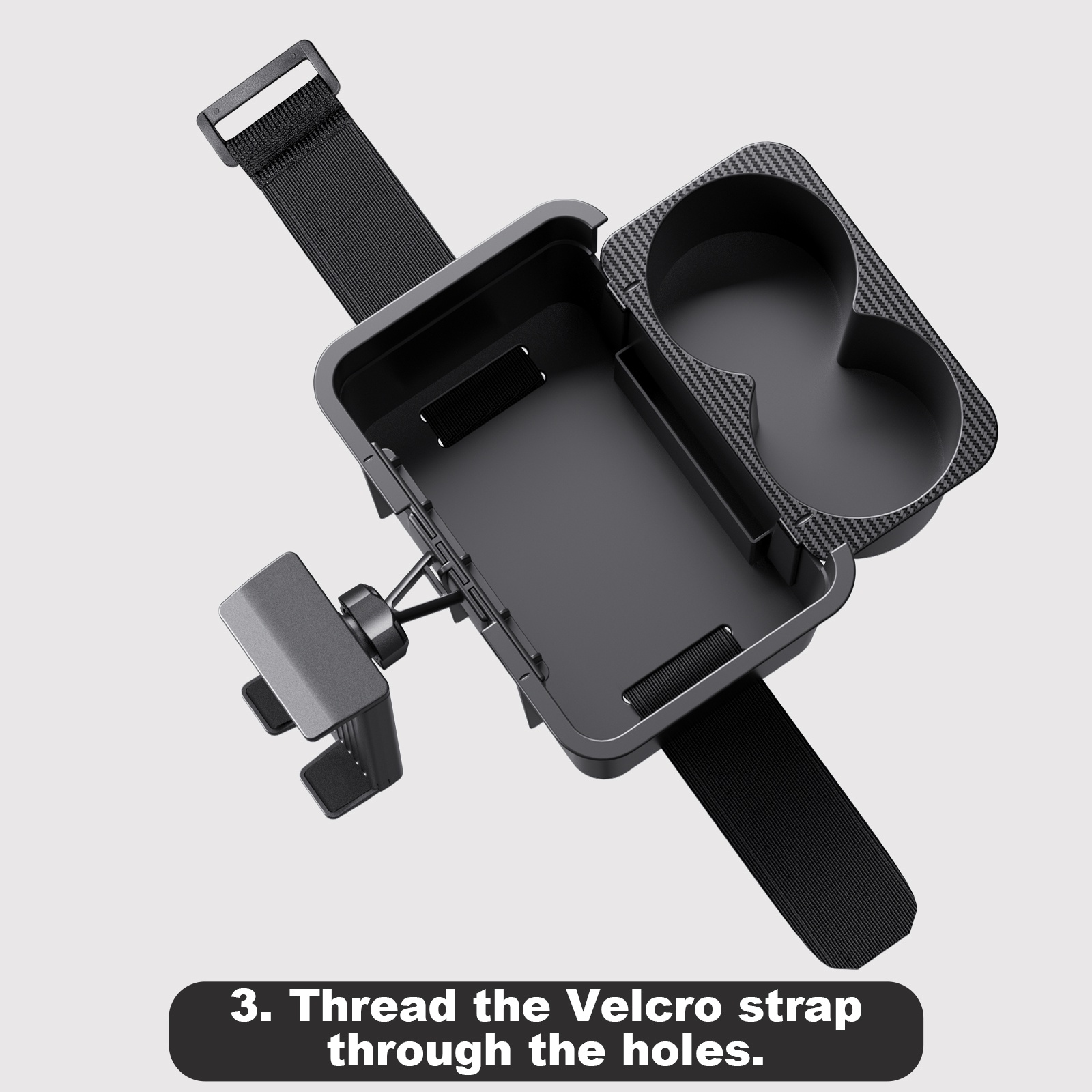 F90+TP Series Car Armrest Organizer with Phone & Tablet Holder | 3-in-1 Multifunctional Storage Box