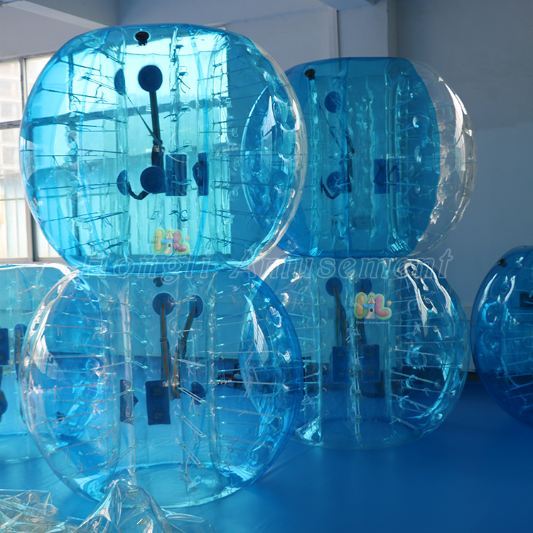 inflatable half blue bubble soccer ball
