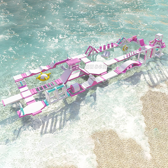 Pink Inflatable Floating Water Park 