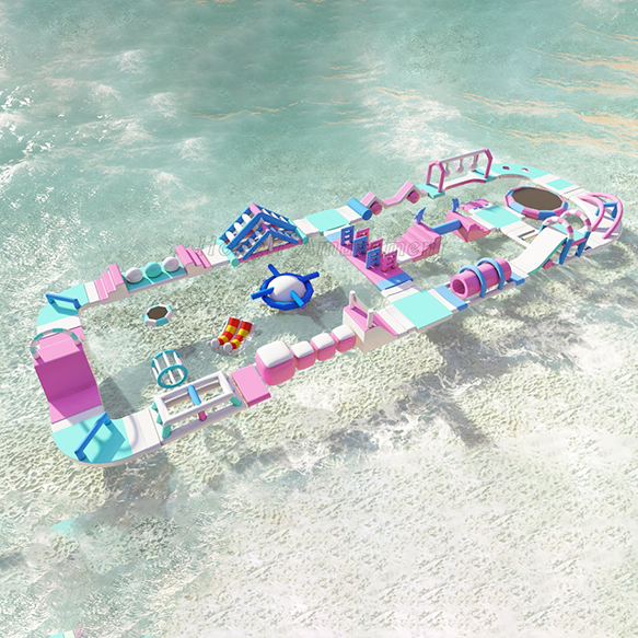 Pink Inflatable Floating Water Park 