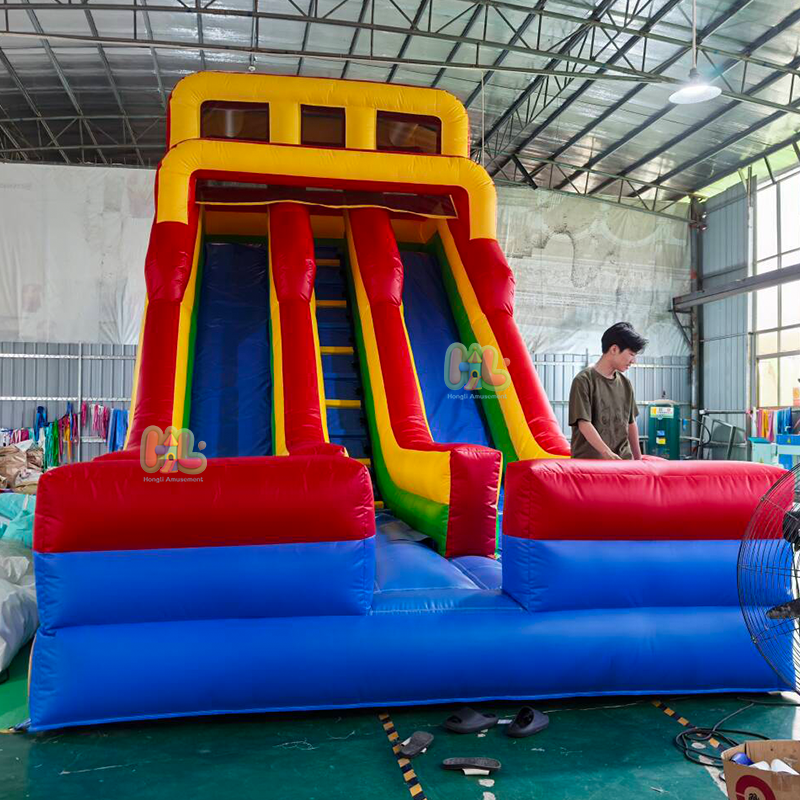 dual lane inflatable slide