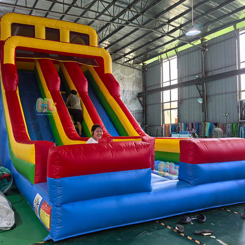 dual lane inflatable slide