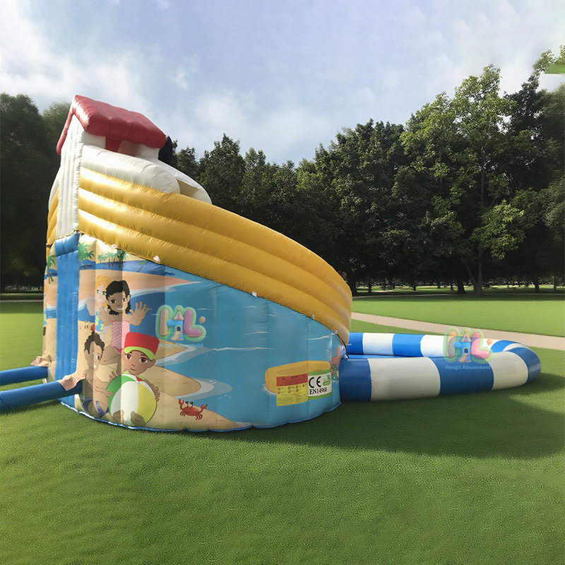inflatable slide with swimming pool