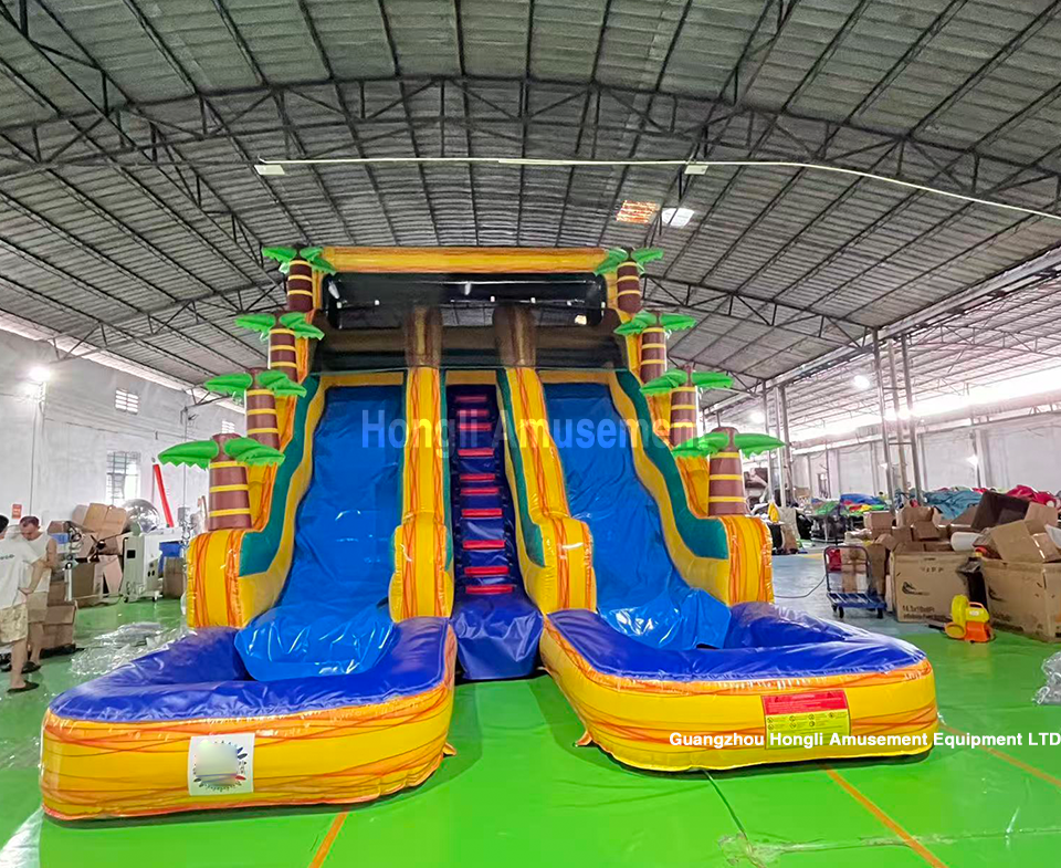 inflatable dule lane water slide