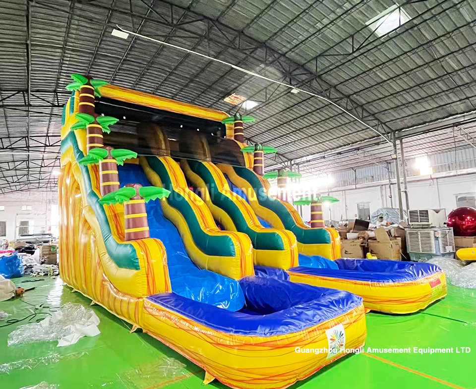 inflatable dule lane water slide