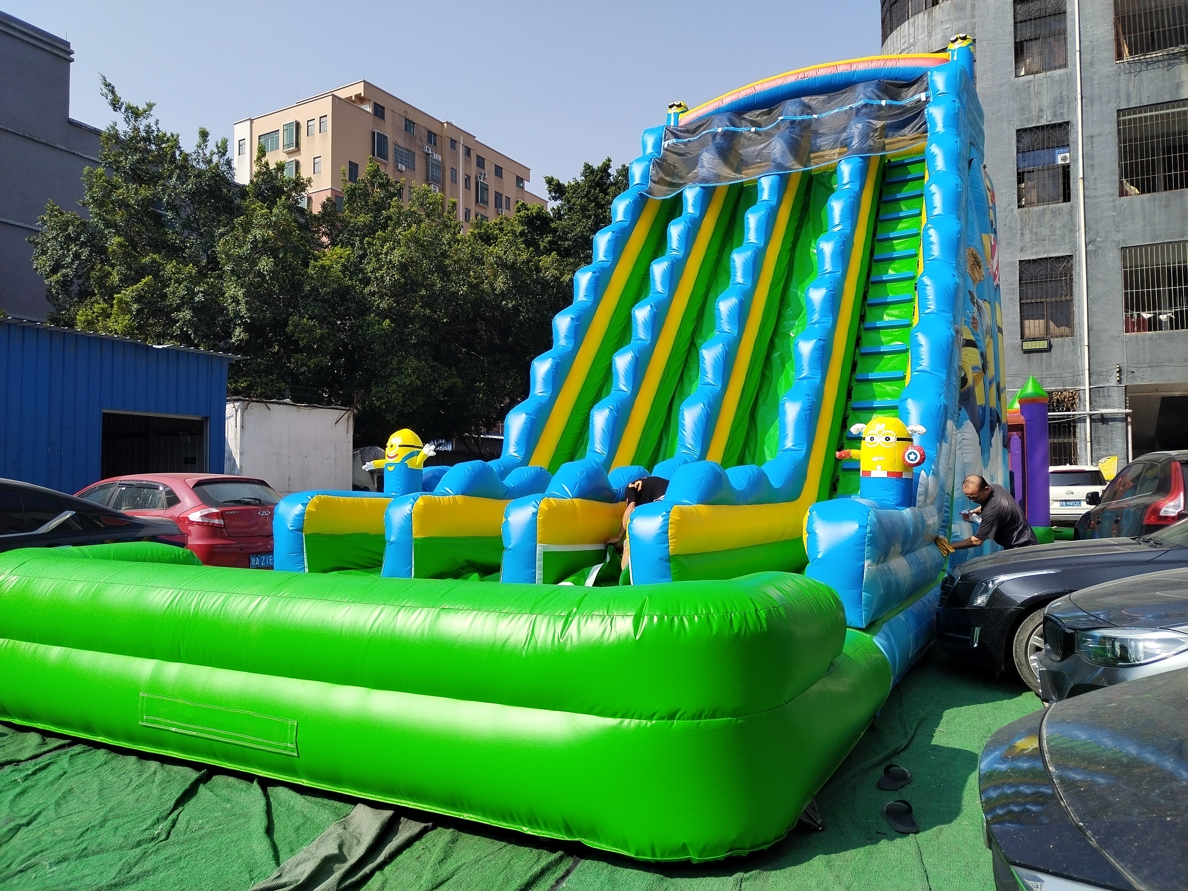 inflatable dule lane water slide