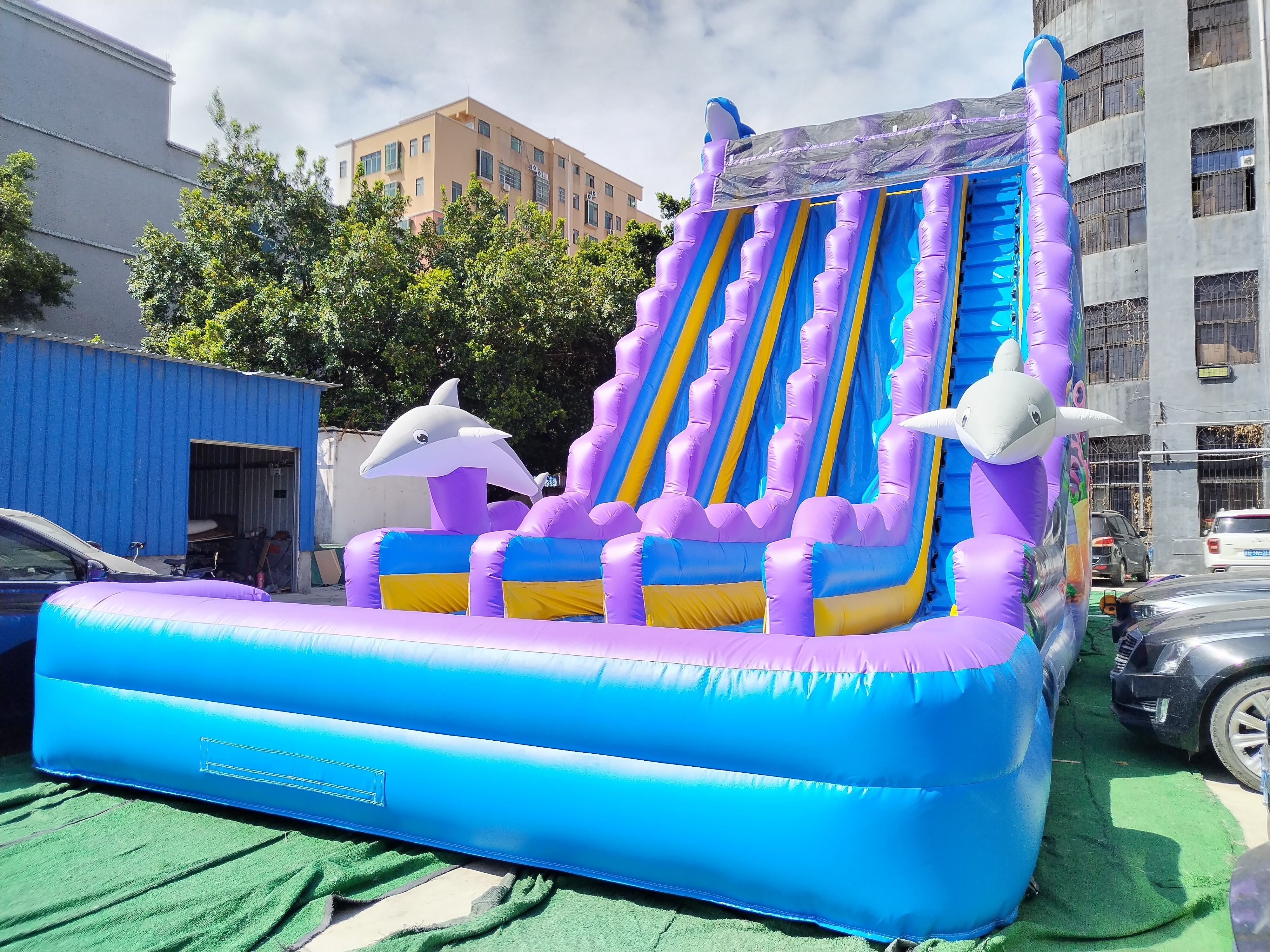 inflatable dule lane water slide