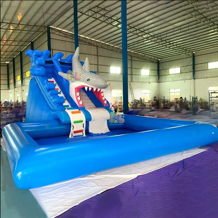 inflatable shark water slide