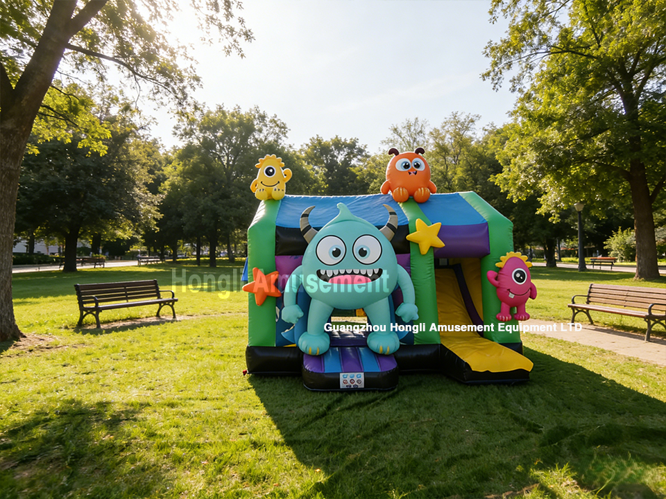 inflatable monster castle with slide