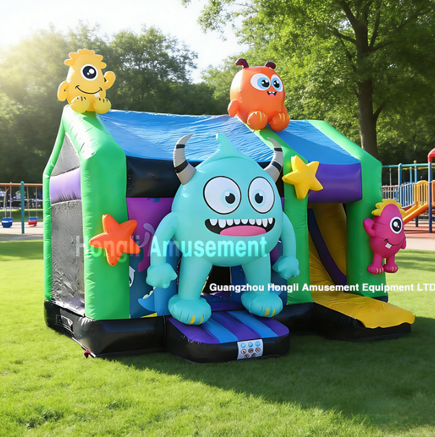 inflatable monster castle with slide