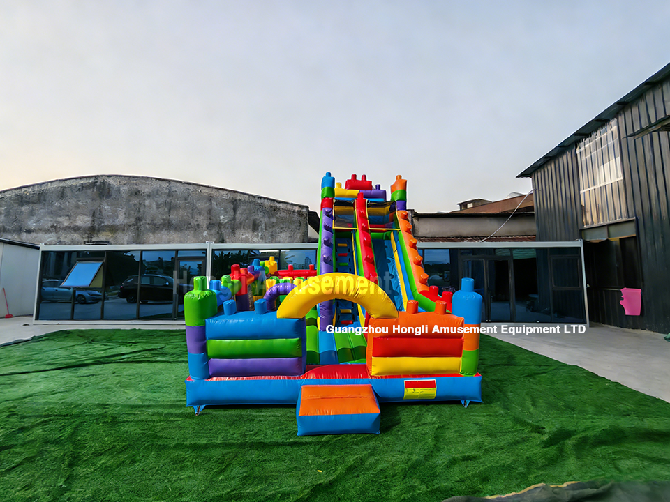 inflatable lego castle with slide