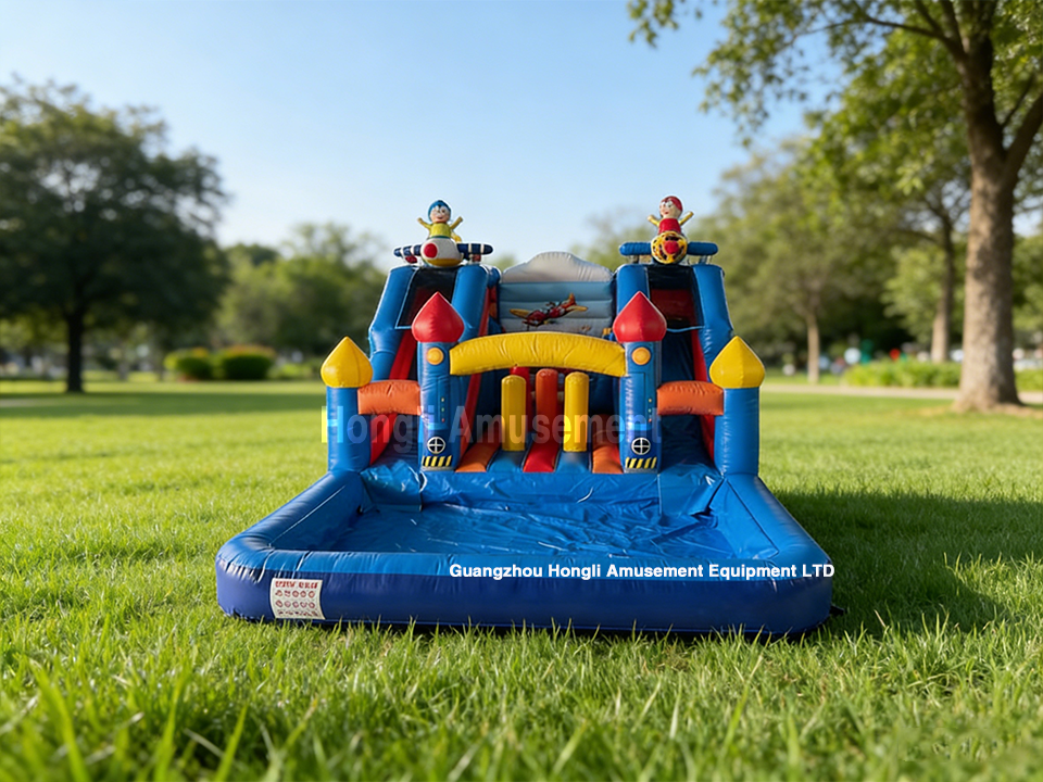 inflatable castle with water pool