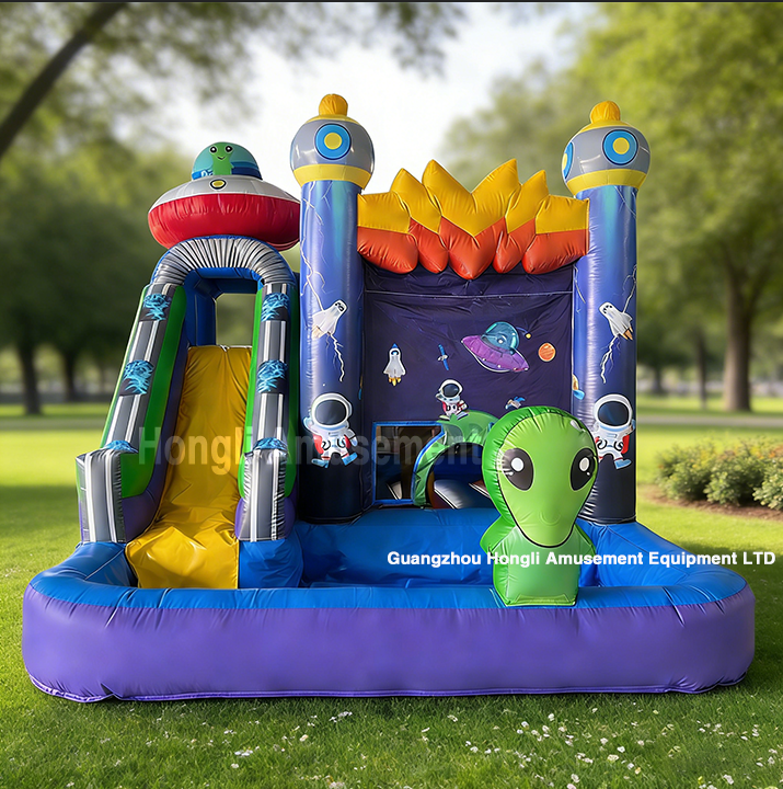 inflatable monster castle with water pool