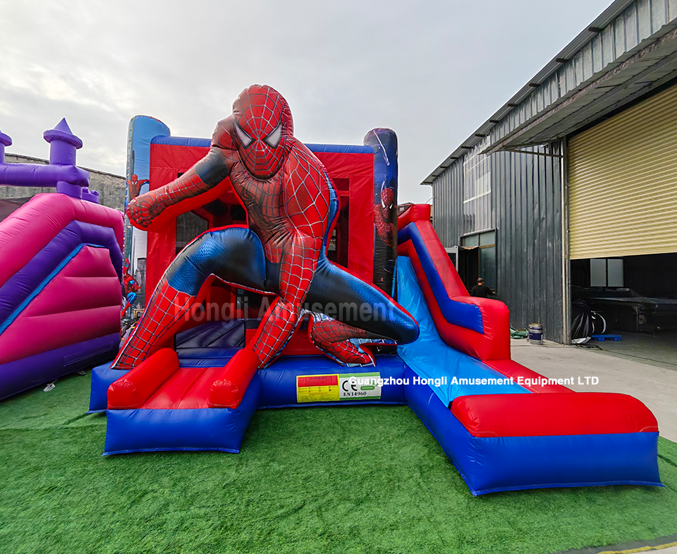 inflatable spiderman bounce castle