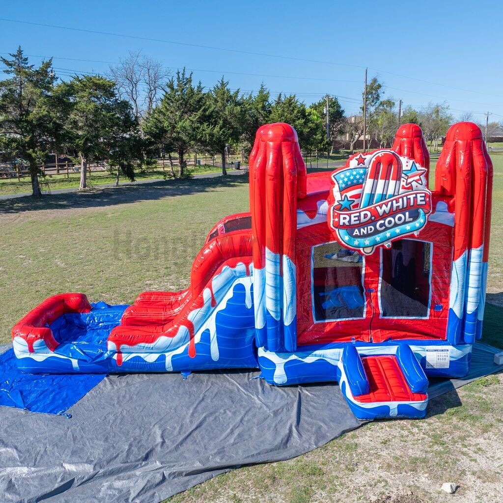 Inflatable bouncer with water slide