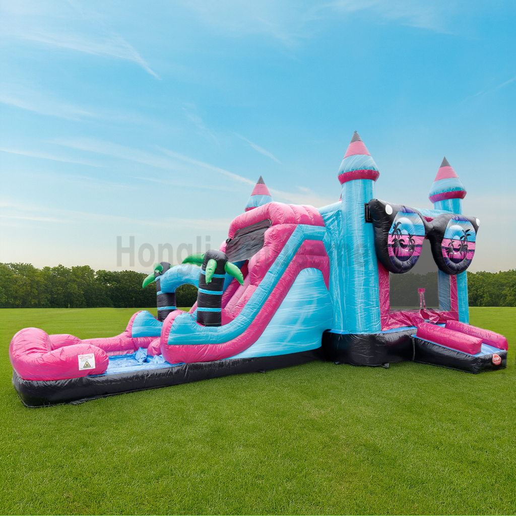 Inflatable bouncer with water slide