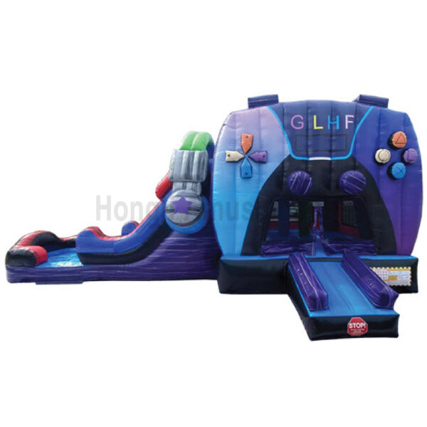 Inflatable bouncer with water slide