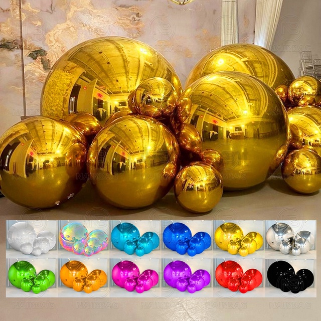 Big Shiny Inflatable Balls Girl Party Wedding Event Decor Iridescent Bubble Balloons Inflatable Mirror Ball