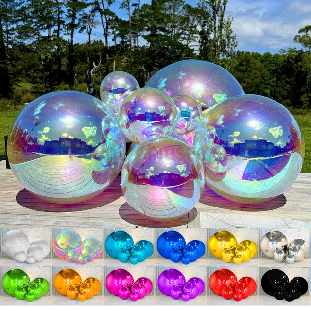 Big Shiny Inflatable Balls Girl Party Wedding Event Decor Iridescent Bubble Balloons Inflatable Mirror Ball