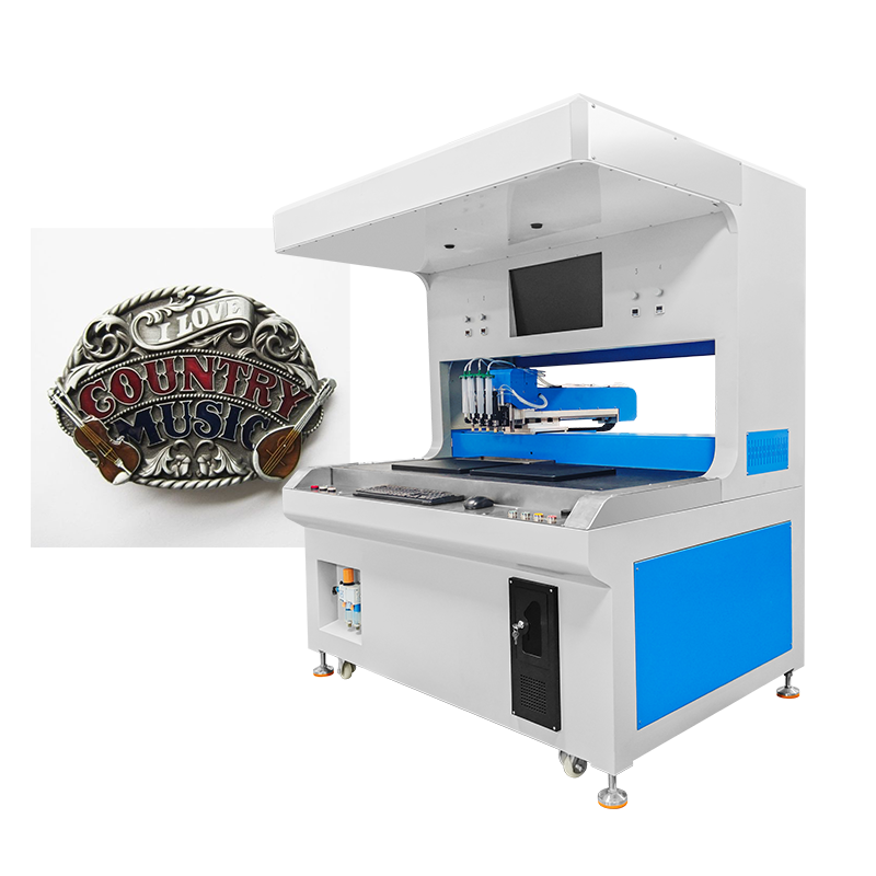 Automatic 4 Colors Visual Dual Station Enamel Pin Painting Coloring Filling Machine for Dispensing Metal Badge Jewelry